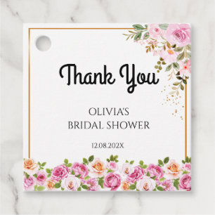Thank you Petals and Prosecco Floral BridalShower  Favour Tags