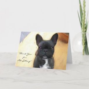 Thank You petsitter Black French Bulldog card