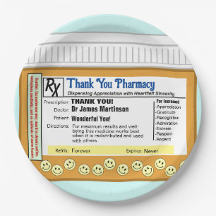 Thank You Pharmacy Paper Plate