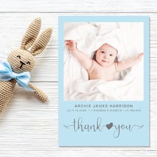 Thank You Photo Baby Boy Birth Announcement