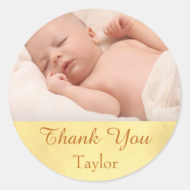 Thank You Photo Baby Classic Round Sticker (Front)