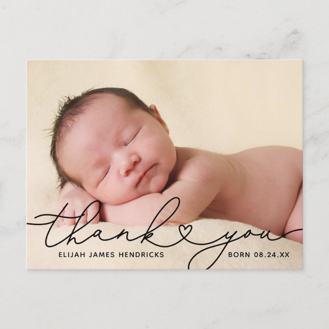 Thank You Photo Birth Announcement Postcard (Front)