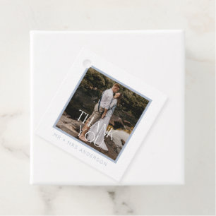 Thank You Photo Blue Wedding Favour Tags