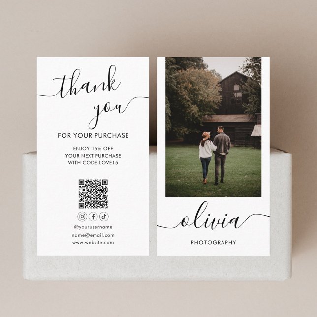 Thank You Photo Calligraphy QR Code Business Card (Creator Uploaded)