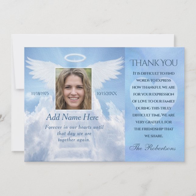 Thank You Photo Card Angel Wings (Front)