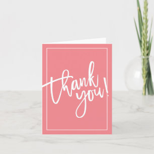 THANK YOU PHOTO CARD bold hand lettered coral
