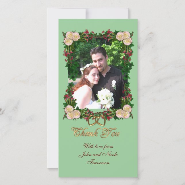 Thank you photo card formal floral roses (Front)