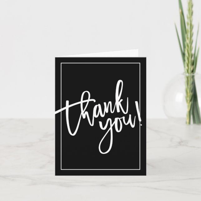 THANK YOU PHOTO CARD hand lettered black white (Front)