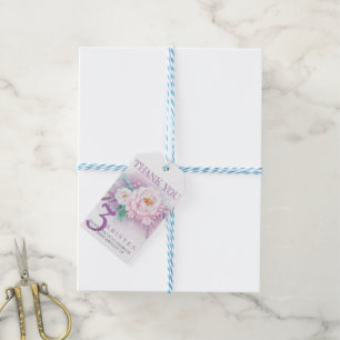 Thank you photo classic floral birthday party gift tags