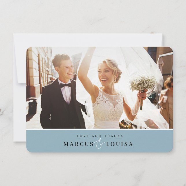 THANK YOU photo elegant chic ampersand dusty blue (Front)