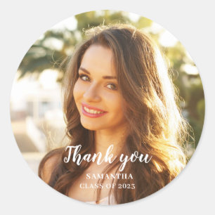 Thank You Photo Graduation Classic Round Sticker