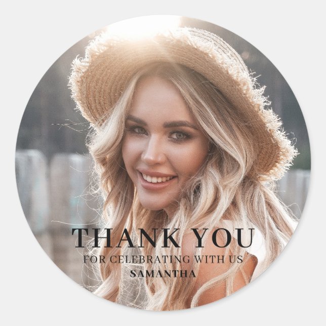 Thank You Photo Graduation Classic Round Sticker (Front)