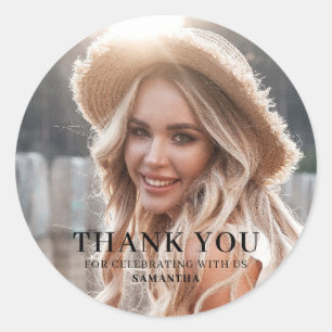 Thank You Photo Graduation Classic Round Sticker