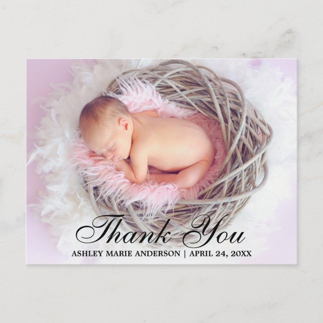 Thank You Photo New Baby Postcard (Front)
