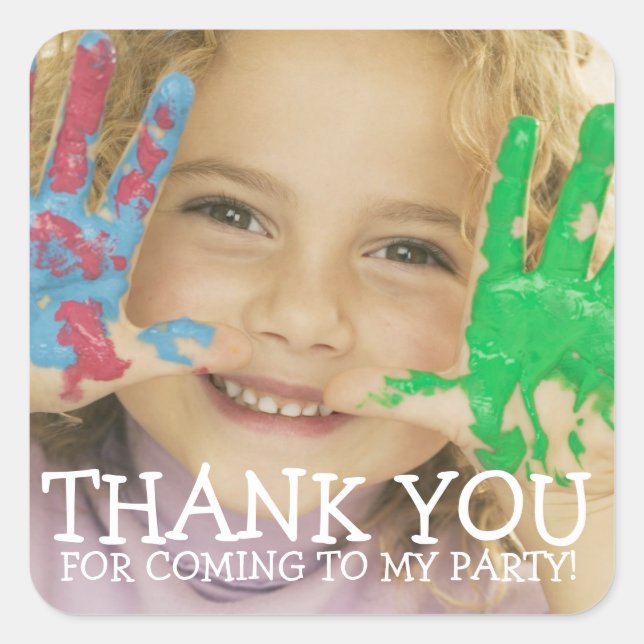 Thank You Photo Sticker for Kids Party (Front)