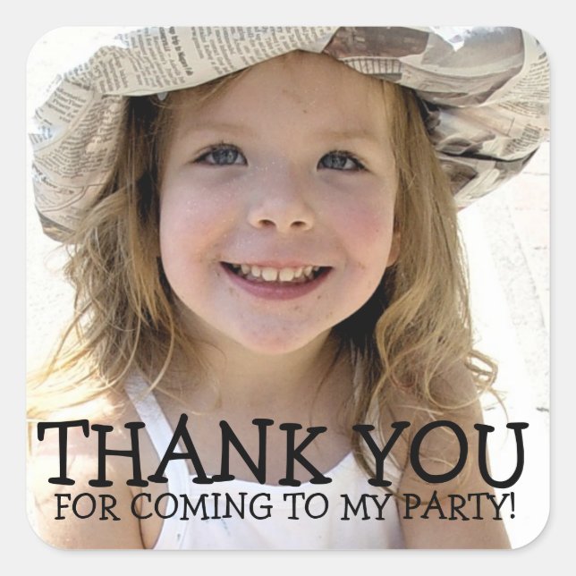 Thank You Photo Sticker for Kids Party (Front)
