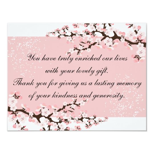 Thank You Photo Wedding Card Pink Cherry Blossoms
