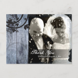 Thank You Photo Wedding Postcard Rustic Barn Board