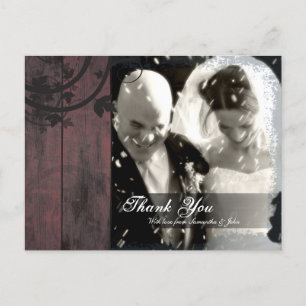Thank You Photo Wedding Postcard Rustic Barn Board