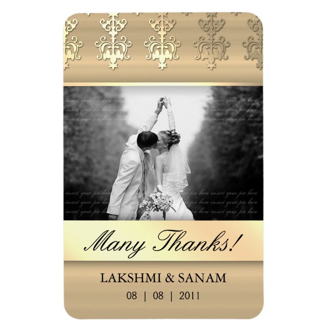 Thank You Photocard Indian Damask Gold Magnet (Vertical)