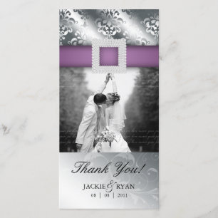 Thank You Photocard Jewel Damask Silver Purple V Card