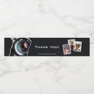 Thank You Photographer Black-White Water Bottle Label