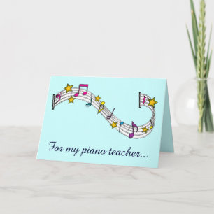 Thank You Piano Teacher with Notes and Stars