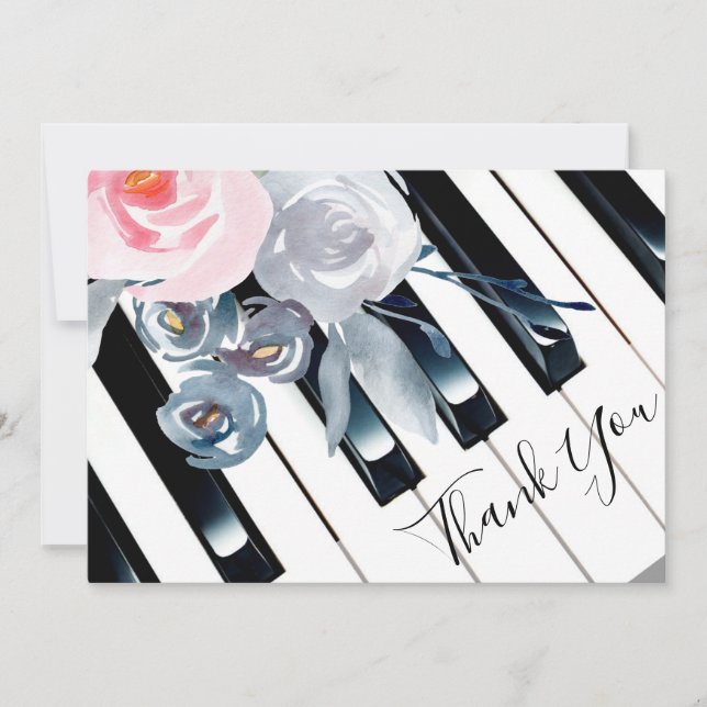 thank you piano watercolor flowers decor (Front)