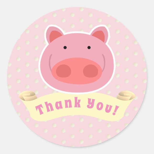 Thank you Piglet Classic Round Sticker (Front)