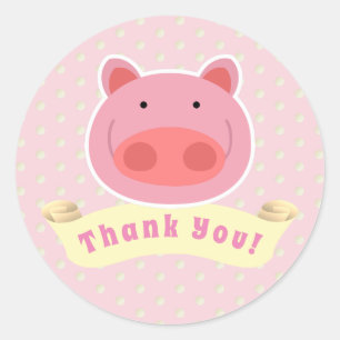 Thank you Piglet Classic Round Sticker