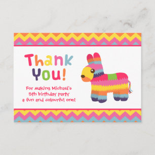 Thank You Pinata Mexican Fiesta Birthday Party Card