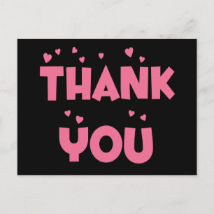 Thank You Pink And Black Heart Postcard