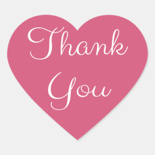 Thank You Pink And White Heart Heart Sticker