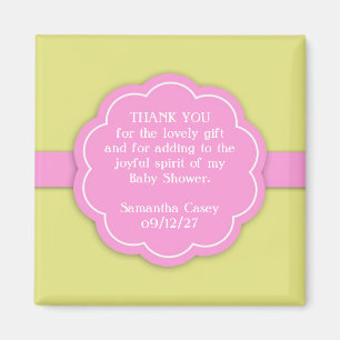 Thank You Pink Baby Shower Favour Magnet