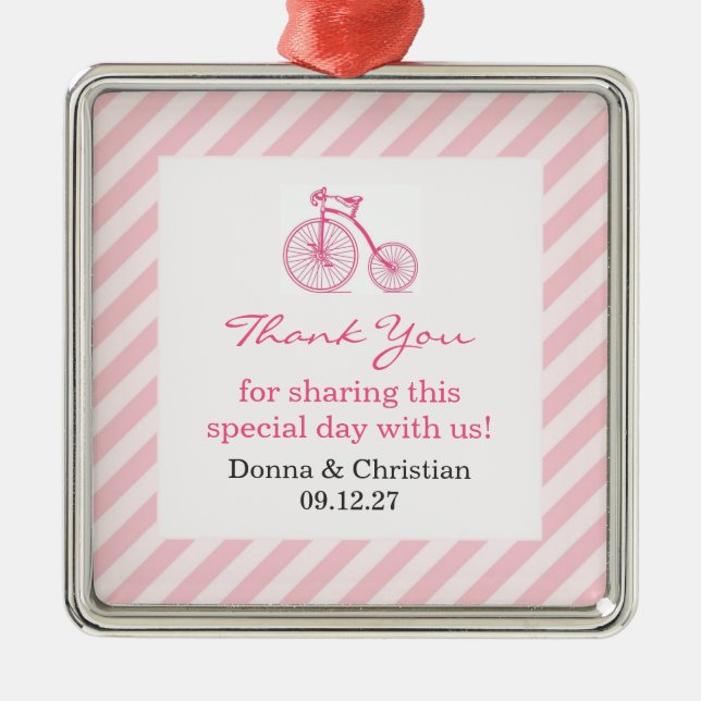 Thank You Pink Baby Shower Favour Ornament (Front)