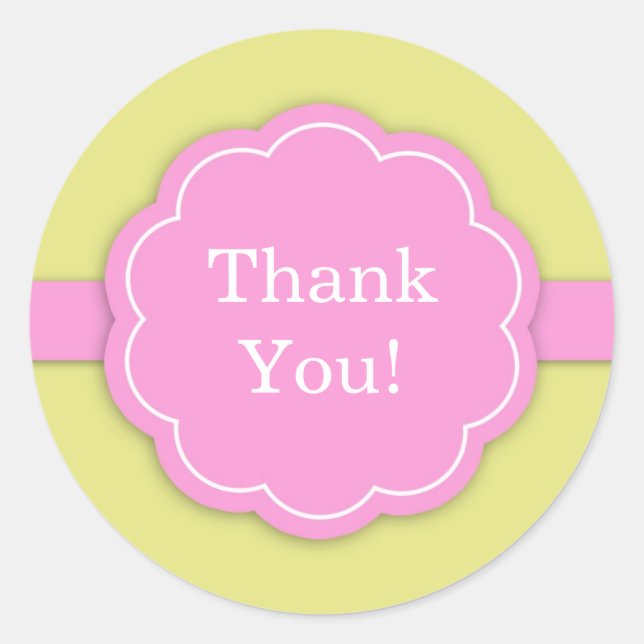 Thank You Pink Baby Shower Sticker (Front)