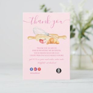 Thank You Pink Baking & Cooking Utensil Bakery Card