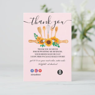 Thank You Pink Baking & Cooking Utensil Bakery Card