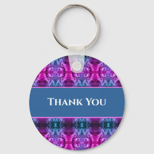 Thank You Pink Blue Kaleidoscope Abstract Thanks Key Ring