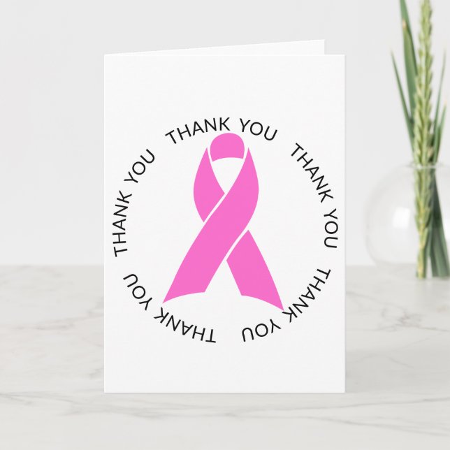 Thank You Pink Breast Cancer Awareness Ribbon Card (Front)