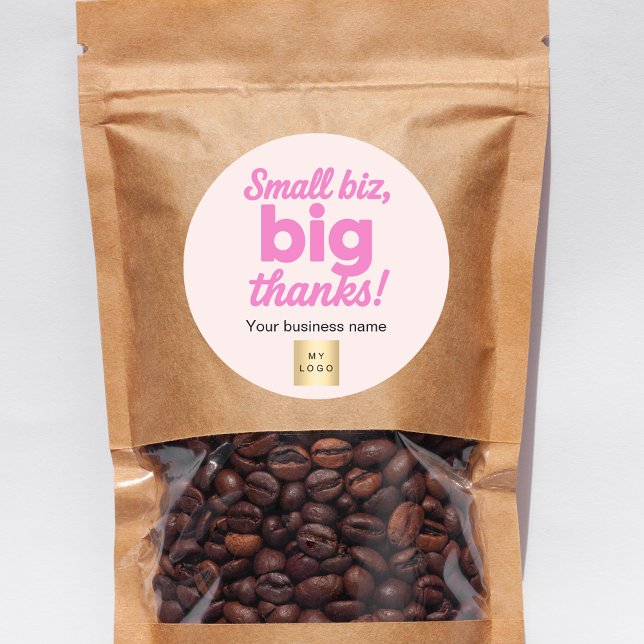 Thank you pink business logo classic round sticker (Creator Uploaded)