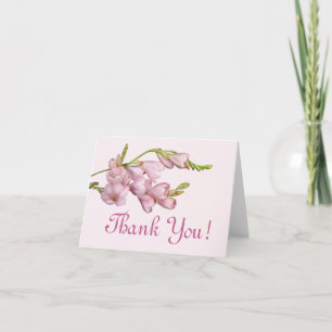Thank You!  Pink Cherry Floral Greenery Leaves You Card