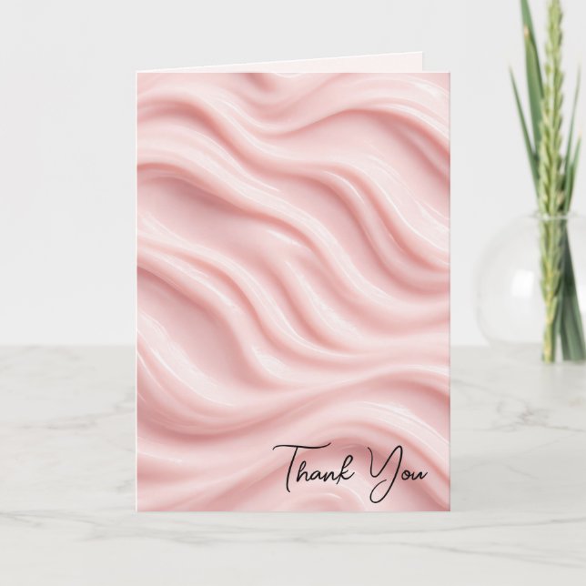 Thank You Pink Cream Abstract Design Card (Front)