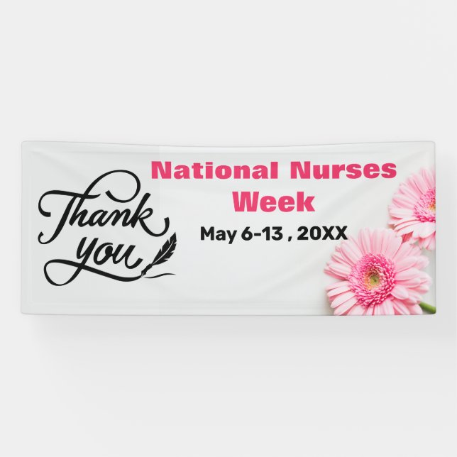 Thank You Pink Daisy National Nurses Week Banner (Horizontal)
