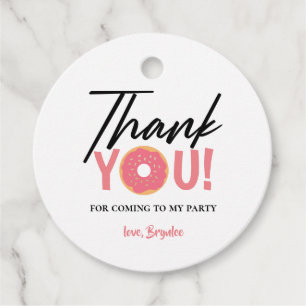 Thank You Pink Doughnut Theme Party Favour Tags