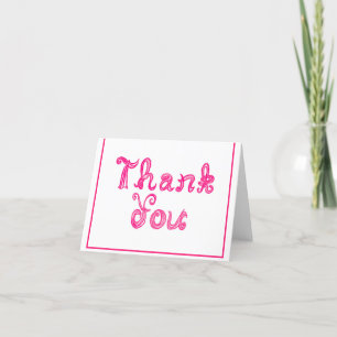 Thank you Pink Fabric Font Line Art Card