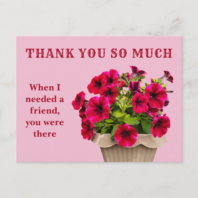 Thank You Pink Floral Postcard (Front)
