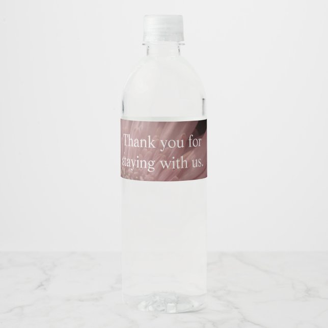 Thank You Pink Floral Vacation Rental House Guest Water Bottle Label (Front)