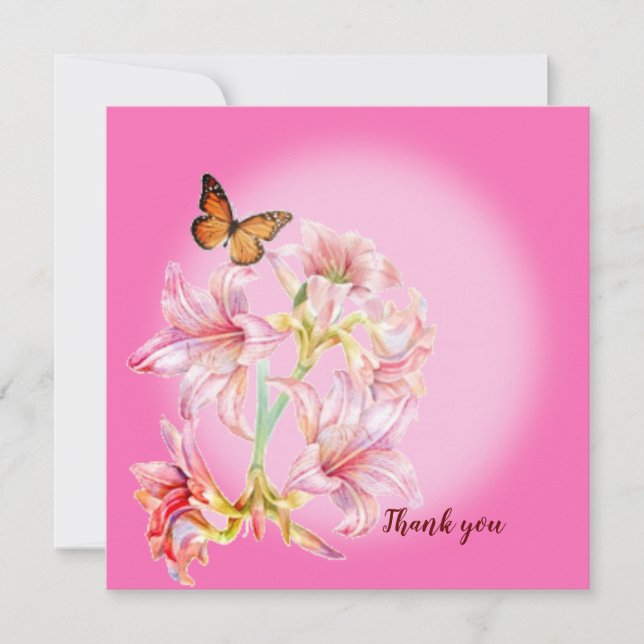 Thank you pink flowers card (Front)
