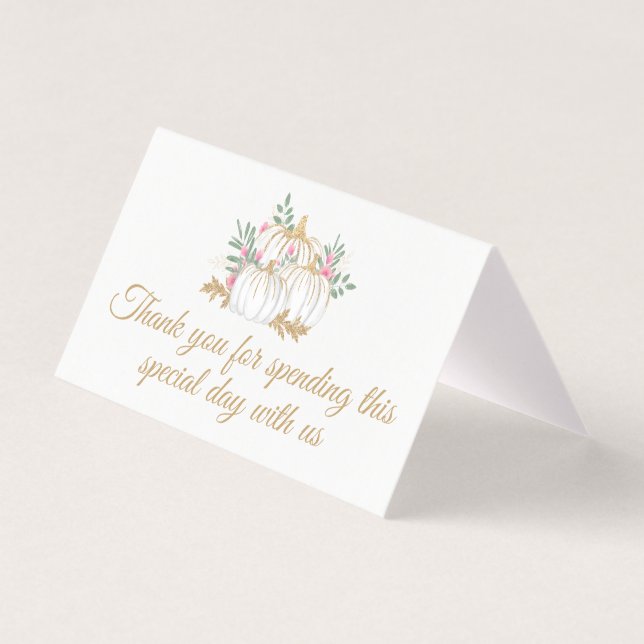 Thank You Pink Gold Pumpkin Thanksgiving Wedding (Front)